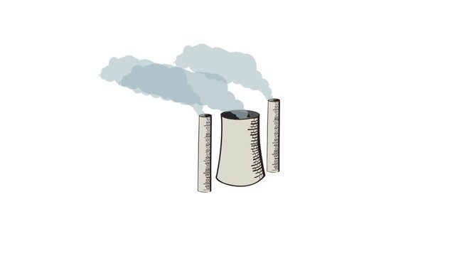 Loop animation of smoking industrial chimneys  