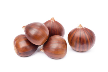 Chestnuts isolated on white background