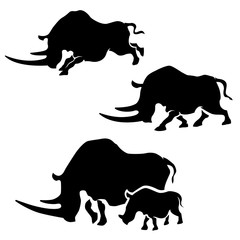 Rhino vector silhouettes.