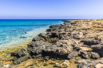Fototapeta na wymiar Rocky shore of Cyprus