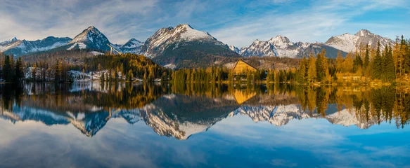 Printed roller blinds Tatra Mountains  Panorama of high resolution mountain lake Strbske Pleso in Slovakia, lake in winter scenery
