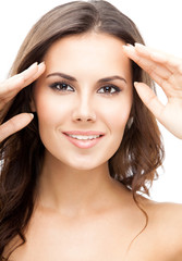 Fototapeta premium Portrait of beautiful woman, on white