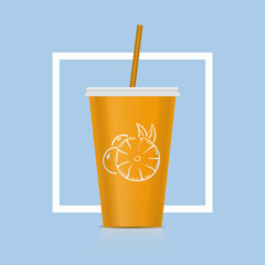 Plastic fastfood cup for beverages citrus. Plastic cup mockup