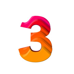 Number 3. Layered wave effect character type. 3D Rendering