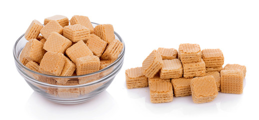 Milk wafers cubes isolated on white background