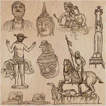 old and native art, artworks - an hand drawn vector pack, freehand sketchiing