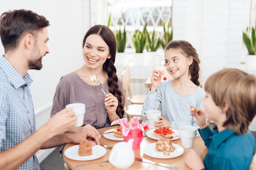 The family together celebrates the holiday on March 8.