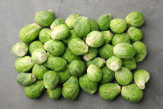Fresh raw Brussels sprouts on table
