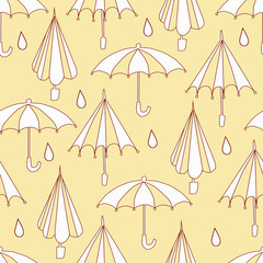 cute cartoon umbrella seamless pattern on a bright pink background