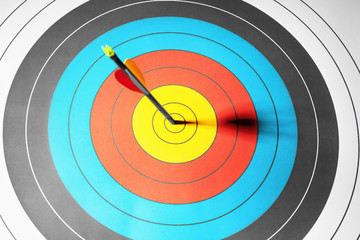 Arrow in the center of target for archery, closeup © Africa Studio