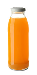 Fototapeta na wymiar Bottle with juice on white background