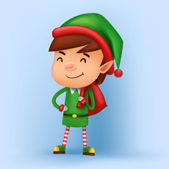 Cute elf. Merry christmas character. Cartoon Character Santa Helper. Vector illustration graphic. use for card design