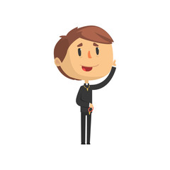 Young priest character blessing people, catholic preacher, holy father in robe cartoon vector illustration