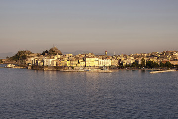 Obraz premium Aerial view of old town of Corfu (Kerkyra). It's an island off G