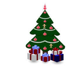 Christmas card Christmas tree with gifts