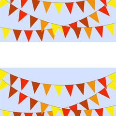 Template for postcard garlands of red yellow flags