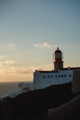 Fototapeta na wymiar Lighthouse on the cliffs in Portugal