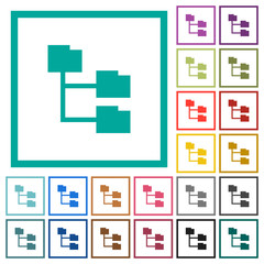 Obraz na płótnie Canvas Folder structure flat color icons with quadrant frames