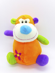 Colorful animal doll isolated on white background with clipping path.