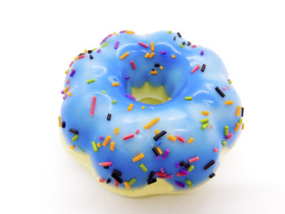 Blue doughnut squishy magnet isolated on white background with clipping path.