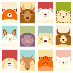 Set of banners with cute animals