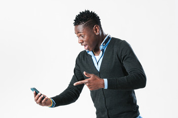 Young african man with Cell Phone