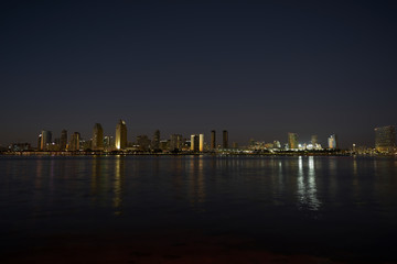 Fototapeta na wymiar San Diego Skyline at dusk and during the golden hour
