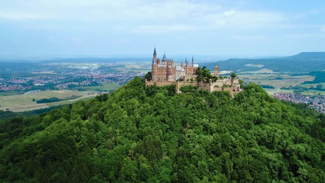 Hohenzollern Castle, Germany. Aerial FPV drone flights.