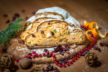 Stollen cake with candid fruits