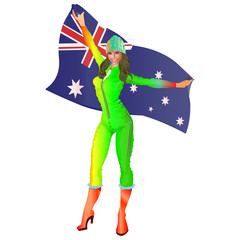 Winter games cheerleader fan with Australia flag vector illustration isolated