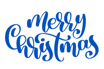 Fototapeta premium text Merry Christmas hand written calligraphy lettering. handmade vector illustration. Fun brush ink typography for photo overlays, t-shirt print, flyer, poster design