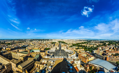 Obraz premium Bird's-eye view of Vatican City, the Makkah of Catholics. I took the shot from the top of the St. Peter's Basilica's Dome. aerialancientarchitecturebird eye viewbuildingcathedralcitycityscapeeuropefa