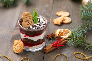 Christmas dessert with cookie