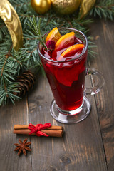 mulled wine with orange and cinnamon