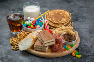 Selection of food that can cause diabetes