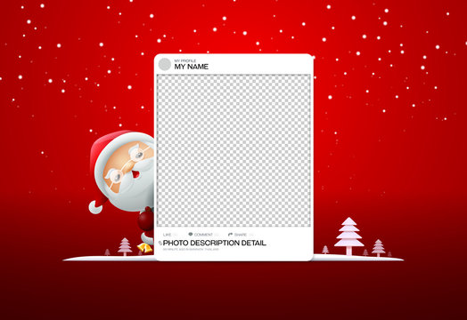 photo frame social merry christmas with santa clause vector illustration