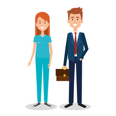 Obraz premium couple of professional workers vector illustration design