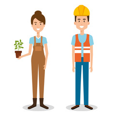 couple of professional workers vector illustration design