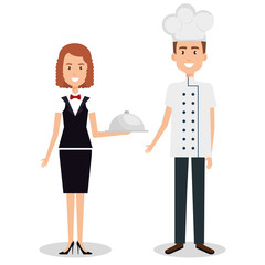 couple of professional workers vector illustration design