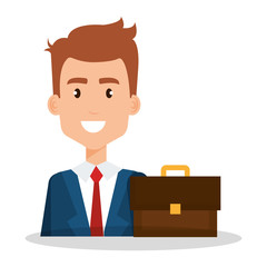 businessman with portfolio avatar vector illustration design