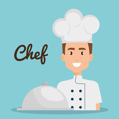 chef with tray avatar vector illustration design