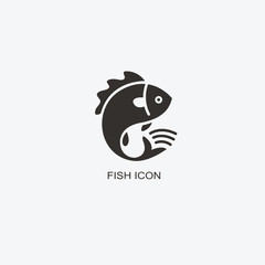 Obraz premium Fish logo template for design. Icon of seafood restaurant. Illustration of graphic flat style