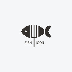 Fish logo template for design. Icon of seafood restaurant. Illustration of graphic flat style