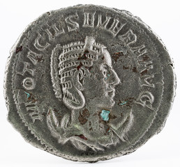 Ancient Roman antoninianus coin of Otacilia Severa. Copper and silver. Obverse.
