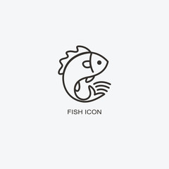 Fish logo template for design. Icon of seafood restaurant. Illustration of graphic flat style