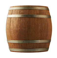 Obraz premium Old wooden barrel isolated on white background.