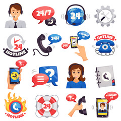 Fototapeta premium Call Center Colorful Icons Collection 
