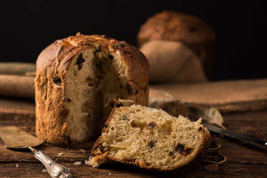 Homemade Panettone for Christmas. The traditional italian christmas cake