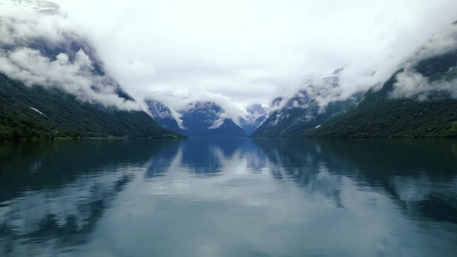 Beautiful Nature Norway lovatnet lake.