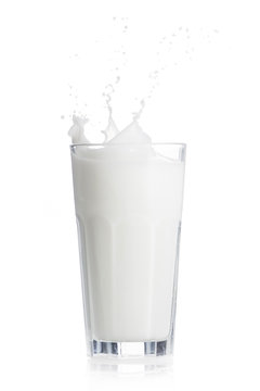 Glass of fresh milk isolated